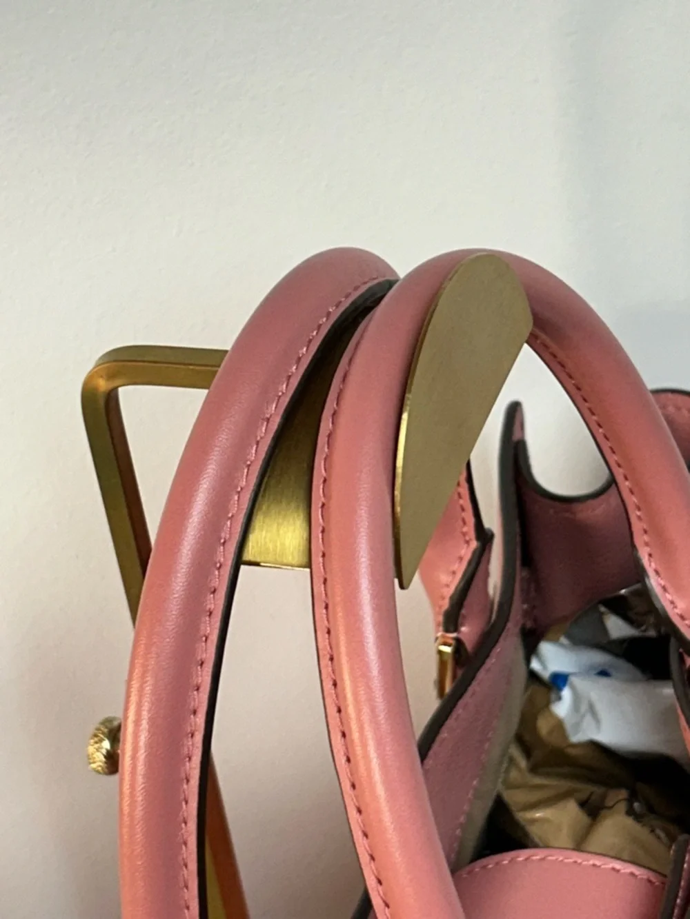 Michael Kors Rose Pink Leather Satchel with Gold-Tone Charm Approx. 12 x 10 x 6 - Picture 13 of 15